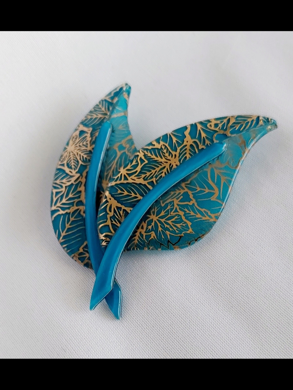 Vintage Signed Lea Stein Leaf Pin Made In France